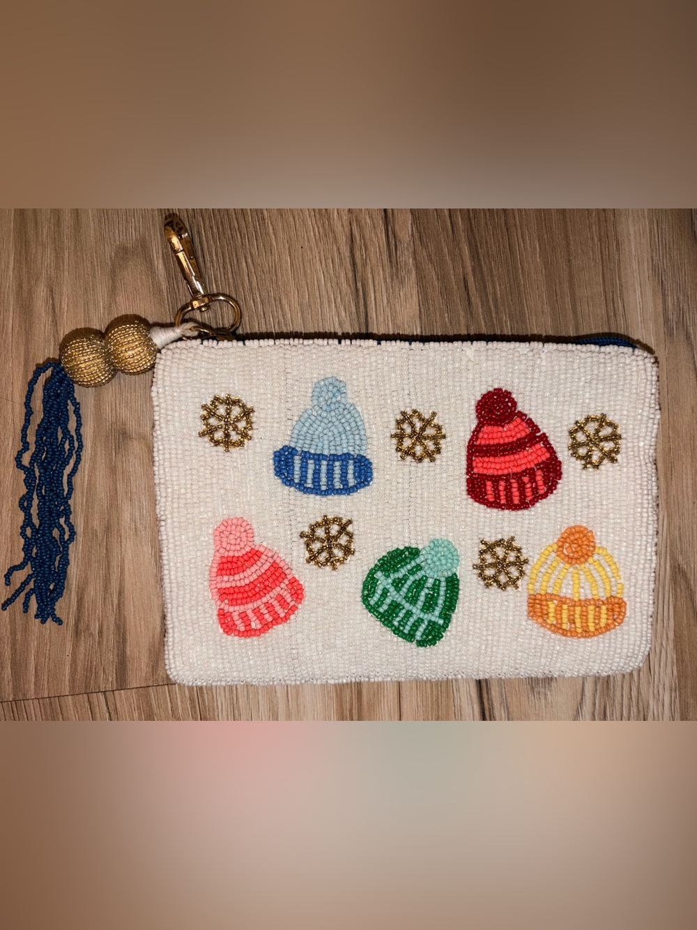 Brand new Beaded Winter Hat Pouch Christmas